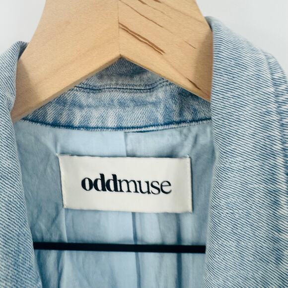 Oddmuse London Light Wash Denim Blazer Jacket Size XXL Classic Capsule Wardrobe - Picture 3 of 6